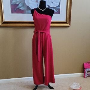 Chic One-Shoulder Red Jumpsuit